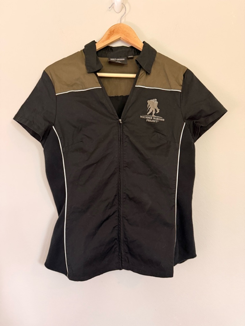 Harley Davidson Wounded Warrior Project Black Zip Front Shirt